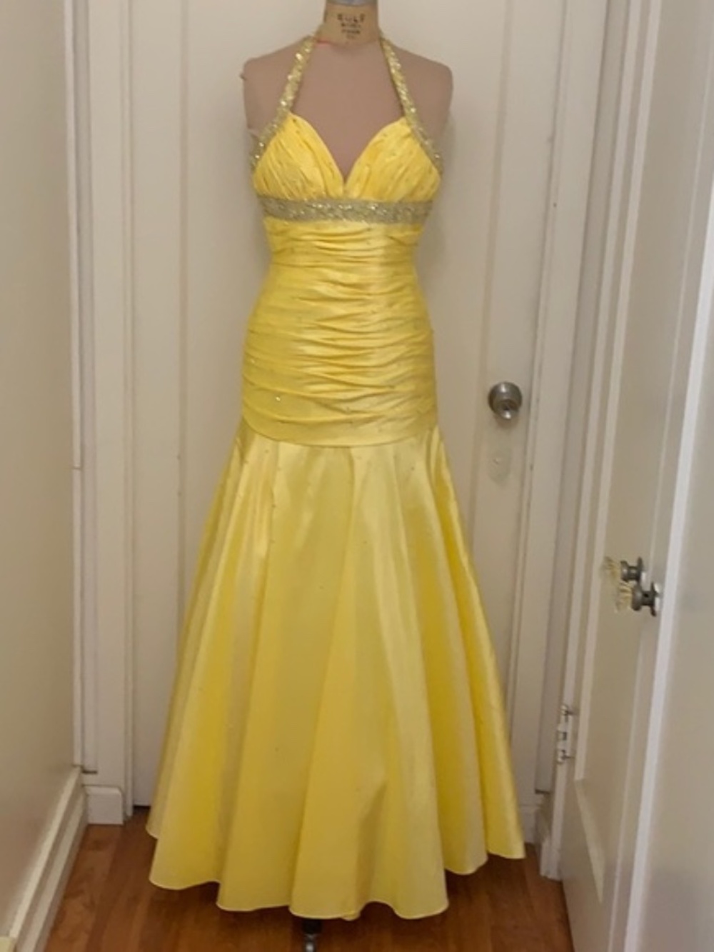 MoriLee by Madeline Gardner Yellow Bejeweled Prom Dress